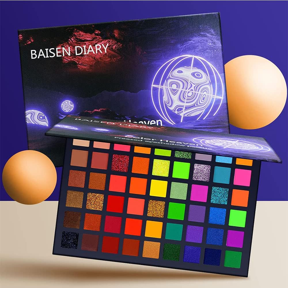 54 Colors Neon Eyeshadow Palette Colourful Matte Glitter Shimmer Nude Eyeshadow Makeup Palette Waterproof Highly Pigmented Eye Makeup Set Gift for Women