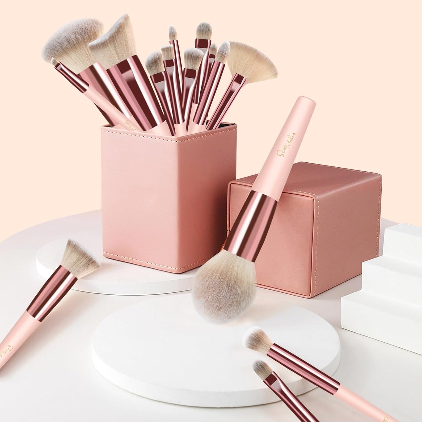 Makeup Brushes 15Pcs Marble Makeup Brush Set Foundation Powder Blush Blending Eyeshadow Brushes Sets