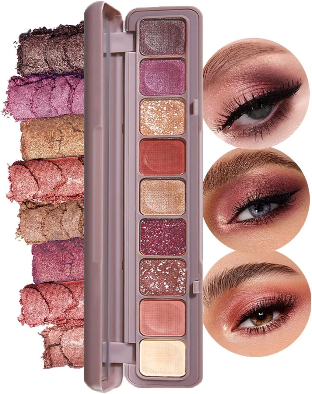9 Colour Pink Brown Eyeshadow Palette, Matte Shimmering Glitter Eyeshadows Long Lasting Highly Pigmented Colourful Nude Shades Eye Shadow Pallets for Women, Gift for Women & Girls