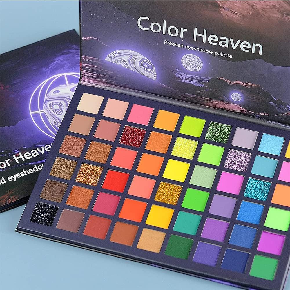 54 Colors Neon Eyeshadow Palette Colourful Matte Glitter Shimmer Nude Eyeshadow Makeup Palette Waterproof Highly Pigmented Eye Makeup Set Gift for Women