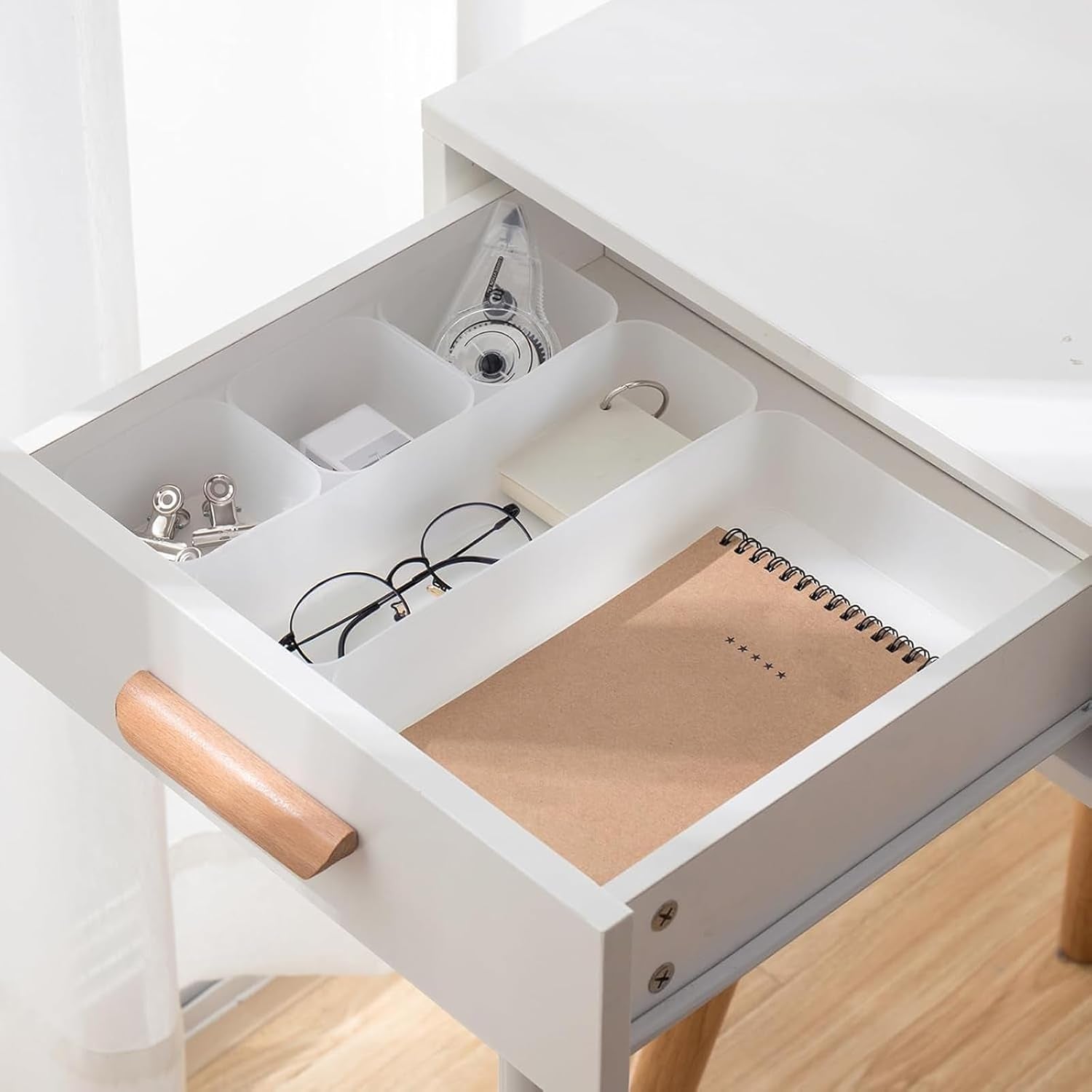 5 Pcs Drawer Organizer Tray Storage Box for Bedroom Dresser Bathroom Kitchen, Frosted