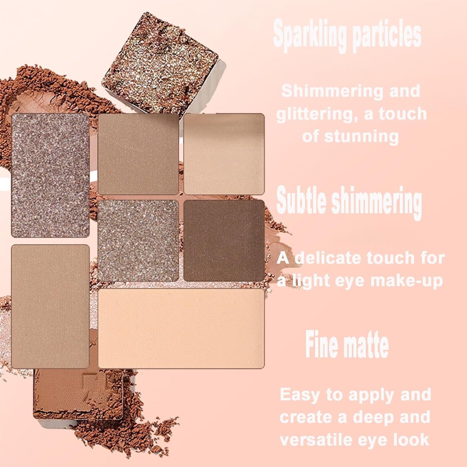 Nude Eyeshadow Palette,Brown Grey Nude Eye Shadows Palette for Women,Matte Glitter Eyeshadow Make-Up Palettes,Long Lasting Natural Eye Shadow Highly Pigmented Blendable Shimmer Eyeshadow with Mirror