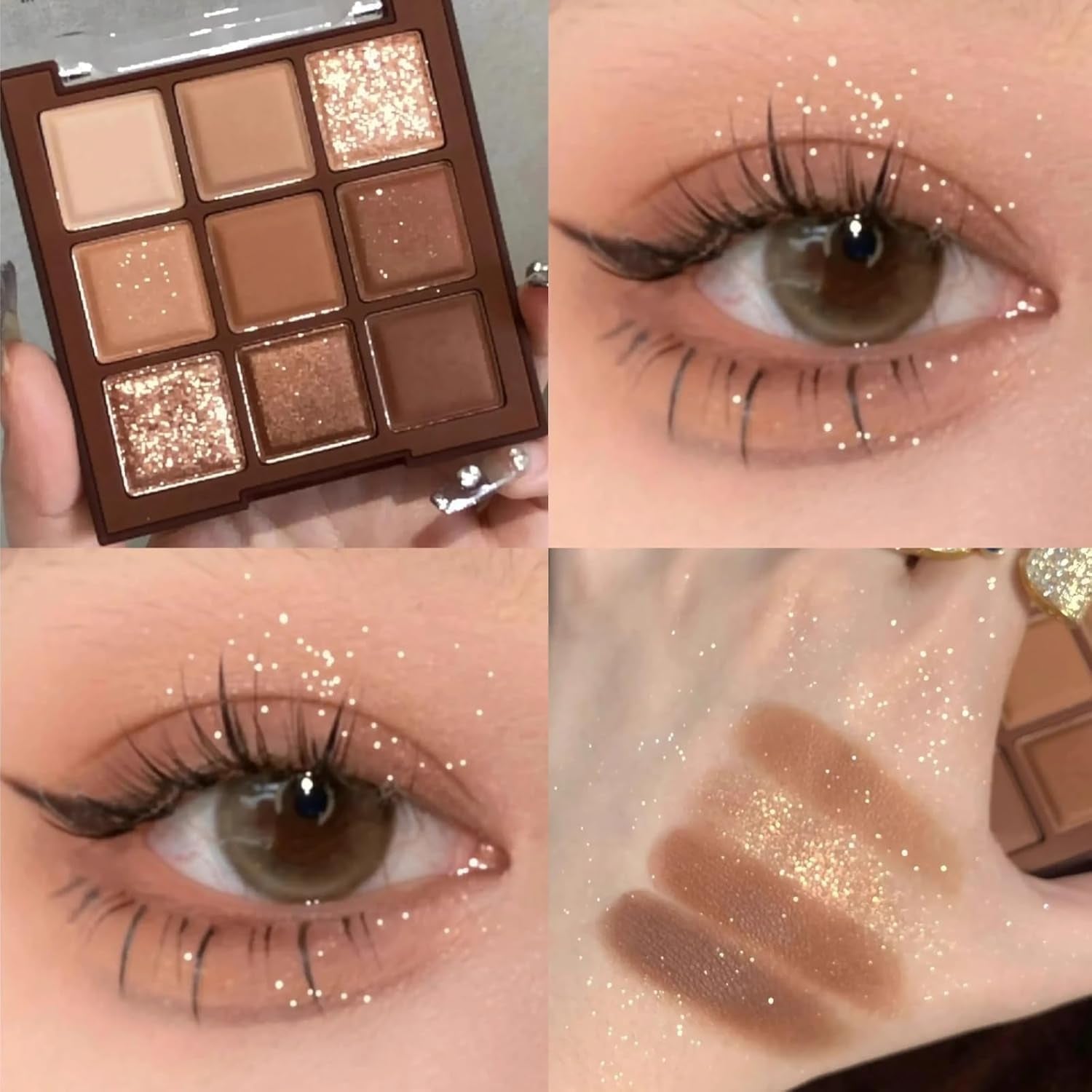 Neutral Nude Brown Smokey Eye Shadow Palette,Rose Gold Bronze Cream Eyeshadow Palette Makeup,Natural Eyeshadow for Eyes Long Lasting Naturing-Looking (Brown)