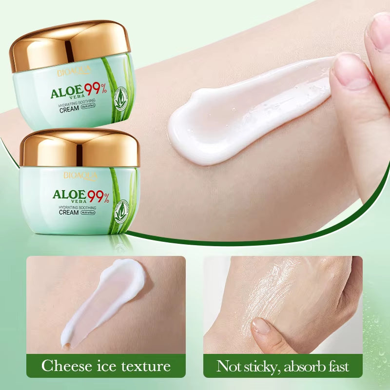 2Pcs/Kit BIOAQUA Aloe Vera Skin Care Sets Face Eye Cream Moisturizing Hydrating Firming Aloe Creams Face Skin Care Set