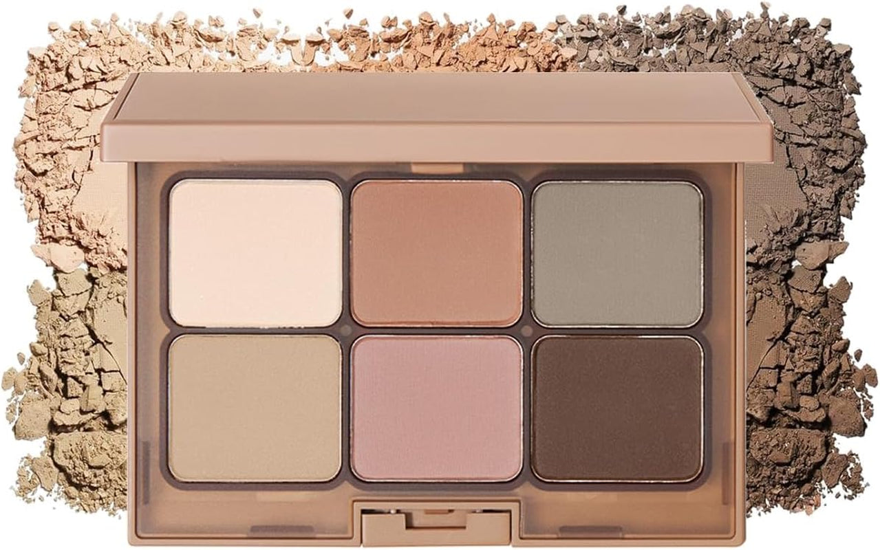 Matte Brown Grey Nude Eyeshadow Palette - 6 Highly Pigmented, Blendable Shades - Long Lasting, Waterproof