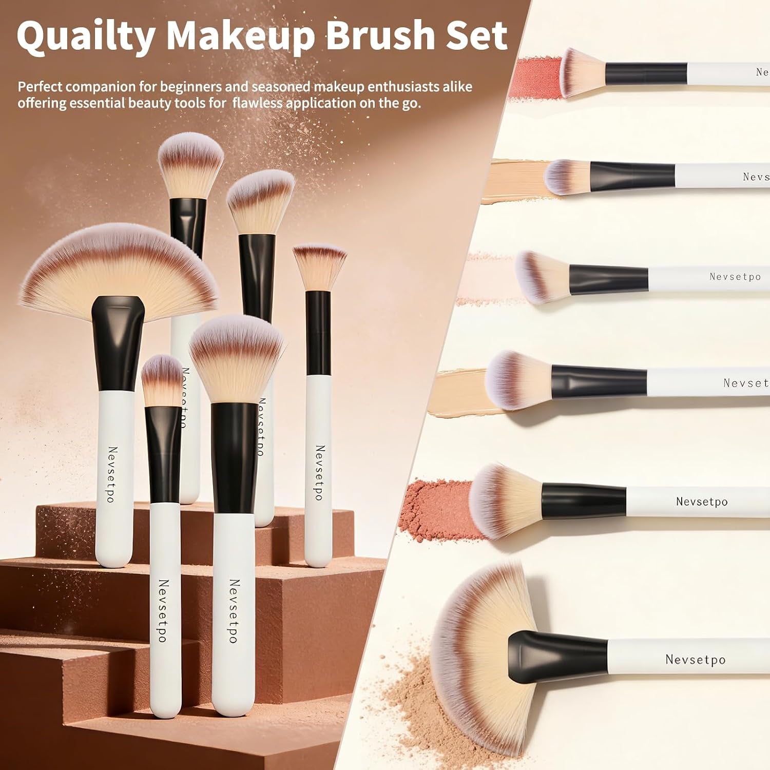 Makeup Brushes for Women, 28PCS Full Makeup Kits Include 24 Makeup Brushes, 2 Large Beauty Sponge, 1 Face Mask Spatula, 1 Brush Cleaning Egg, Makeup Brush Set with Travel-Friendly Case, Panda White