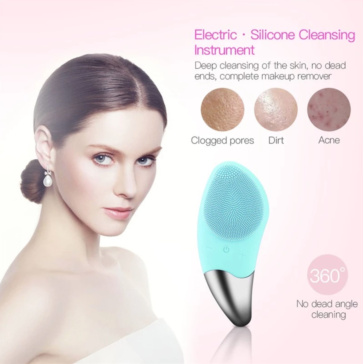 Electric Silicone Facial Cleansing Brush Face Skin Care Deep Cleaner Massager UK