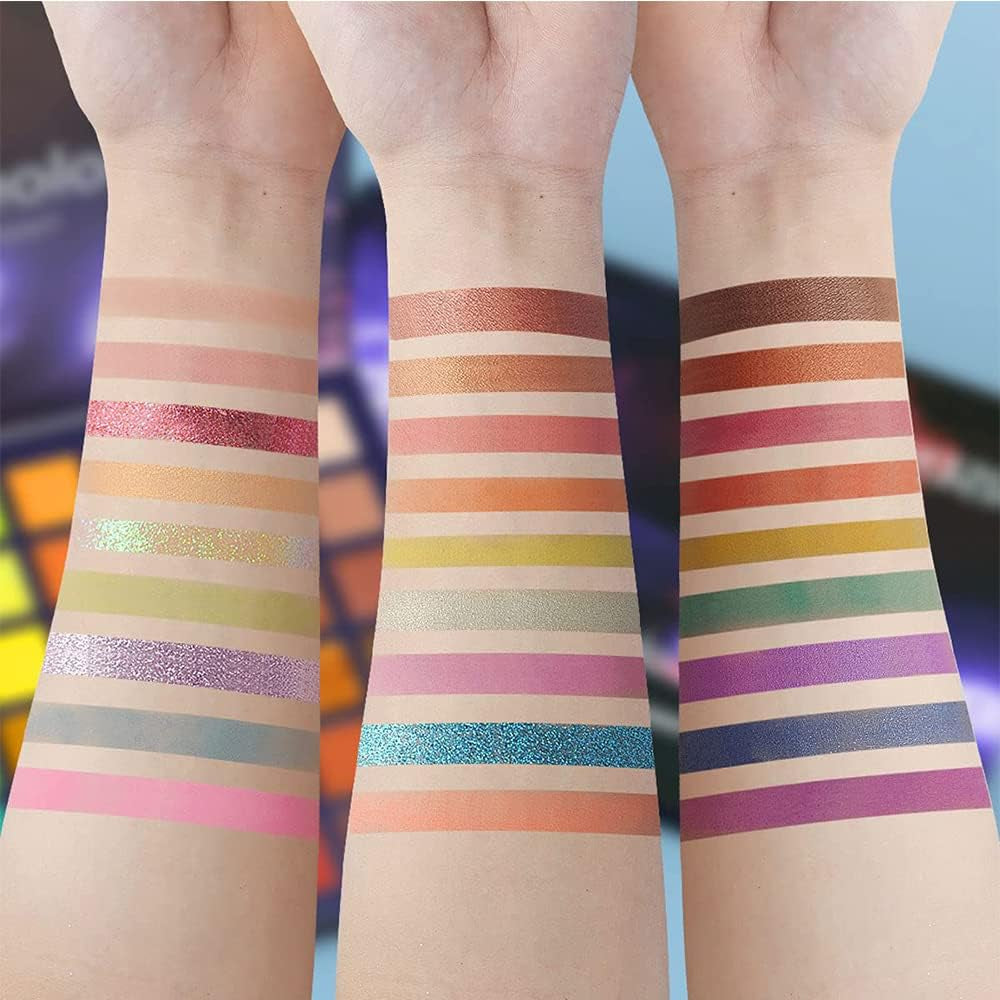 54 Colors Neon Eyeshadow Palette Colourful Matte Glitter Shimmer Nude Eyeshadow Makeup Palette Waterproof Highly Pigmented Eye Makeup Set Gift for Women