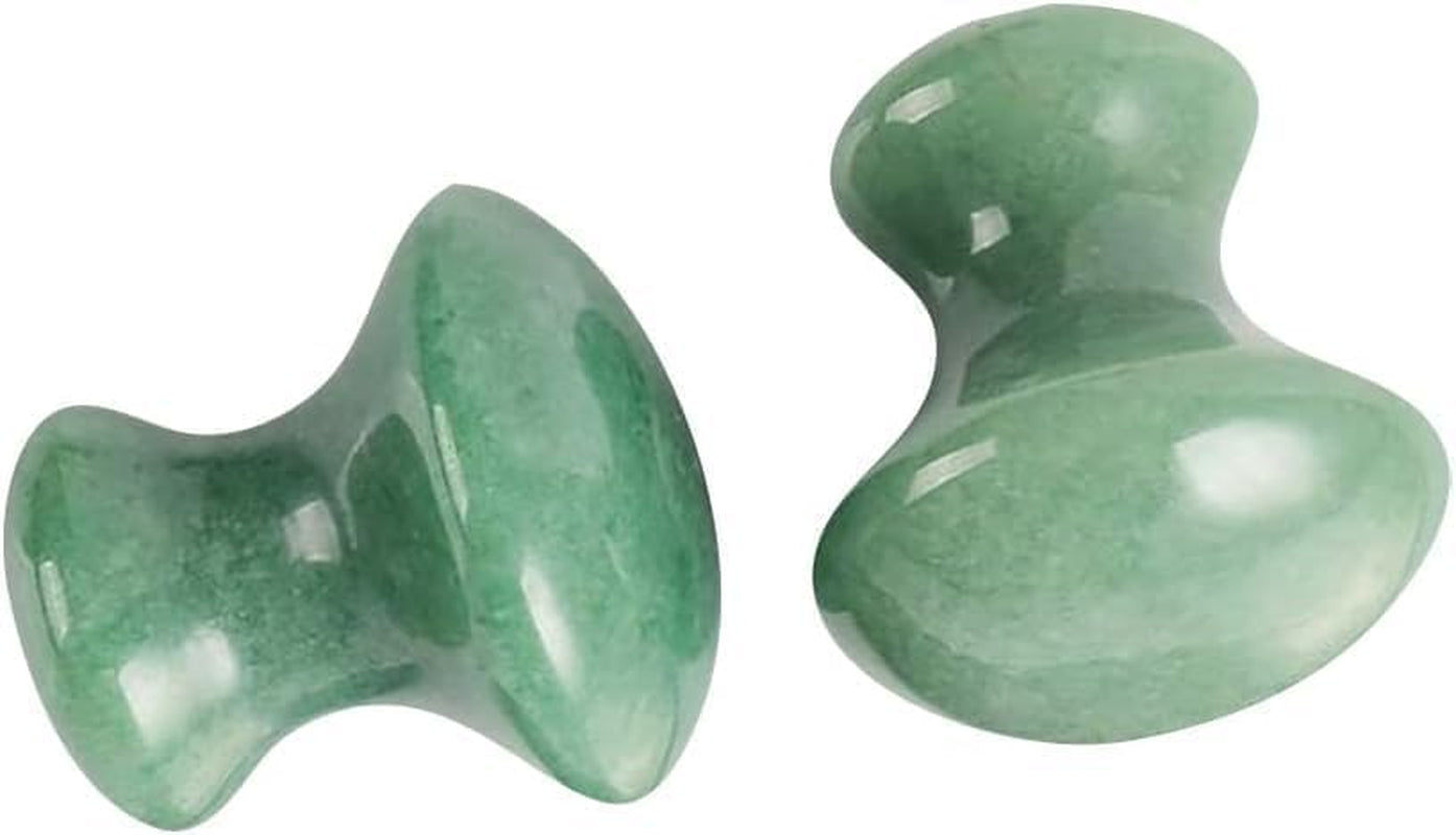 2Pcs Gua Sha Facial Massage Tools, Green Stone Set, Mushroom Face Scraper for Skin Care, Spa