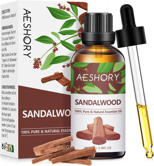 Sandalwood Essential Oil 100Ml, 100% Pure Natural Sandalwood Oil, Perfect for Diffuser, Humidifier, Aromatherapy, Relax, Skin Care, Perfume & Candle Making