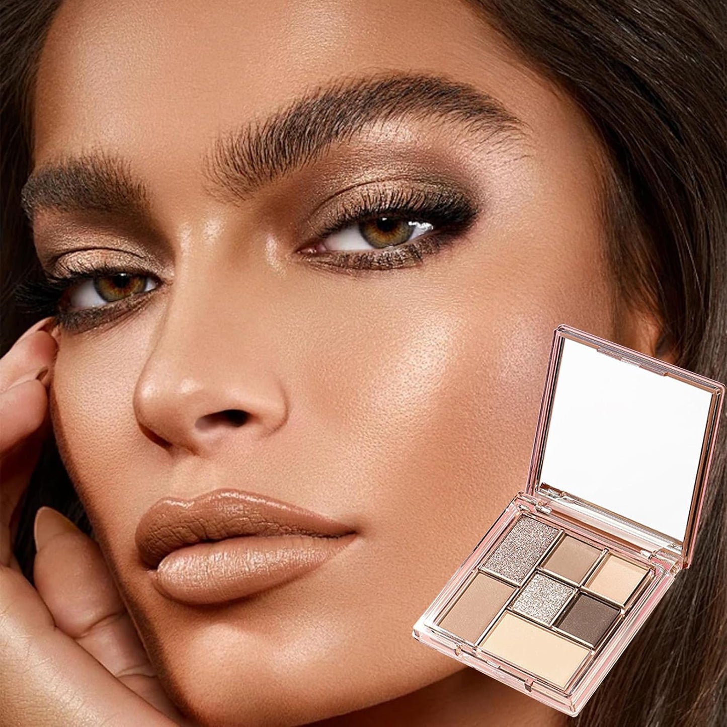 Nude Eyeshadow Palette,Brown Grey Nude Eye Shadows Palette for Women,Matte Glitter Eyeshadow Make-Up Palettes,Long Lasting Natural Eye Shadow Highly Pigmented Blendable Shimmer Eyeshadow with Mirror