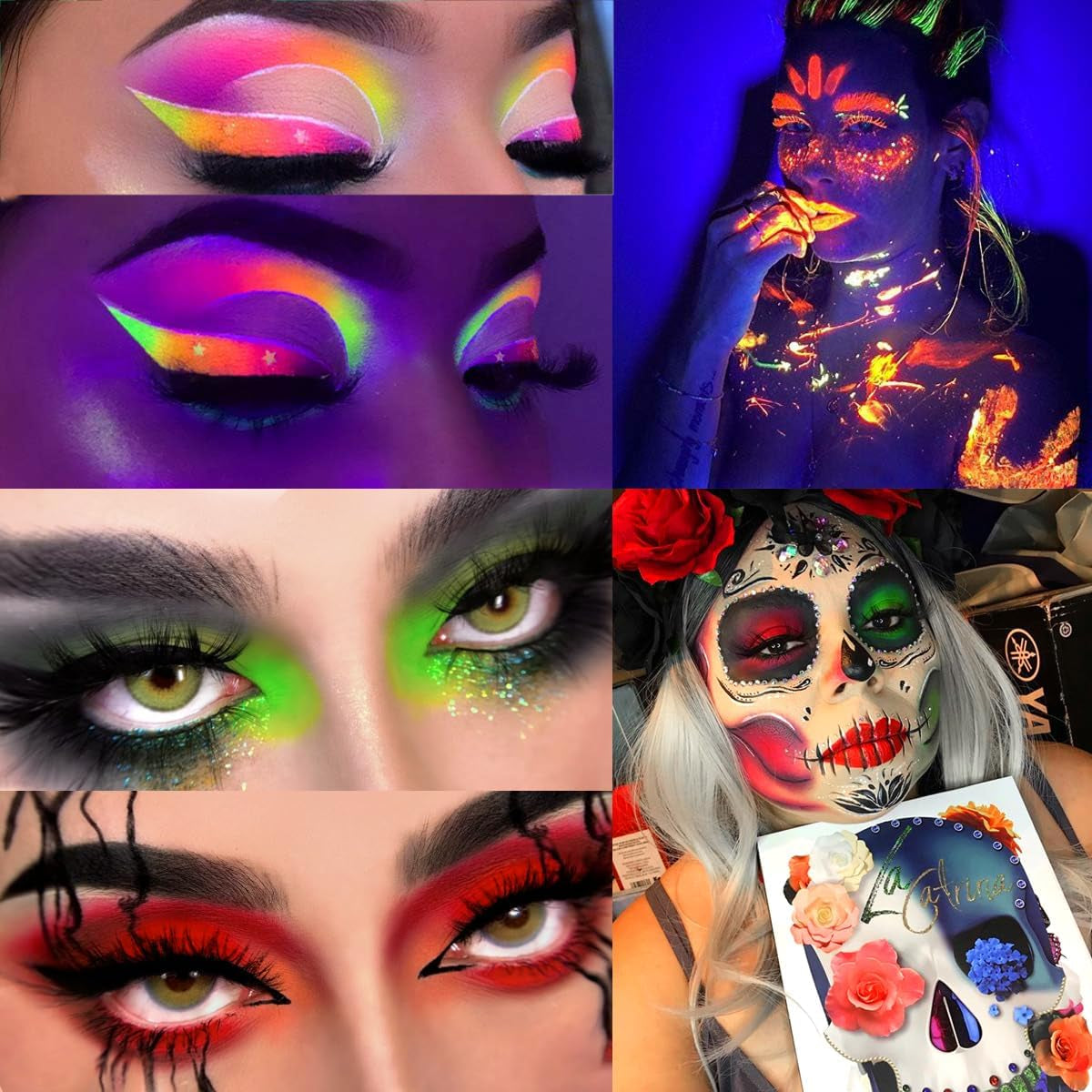 Large Eyeshadows Palette La-Catrina Makeup Pallet 54 Colours,  High Pigment Colorful Neon Aurora Glow Eye Shadow Palette, for Christmas Halloween Festival Birthday Women Girl Makeup Gift