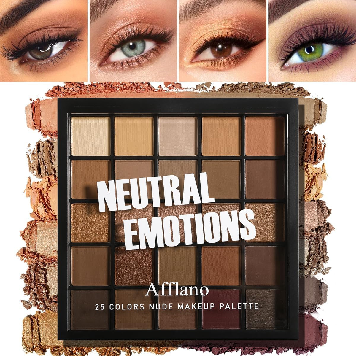 Nude Neutral Eyeshadow Palette, 25 Colours Matte Shimmer Brown Gold Dark Eyeshadow Palette, Highly Pigment Smokey Natural Eye Shadow Makeup, Long Lasting Blendable Waterproof for Daily Festival