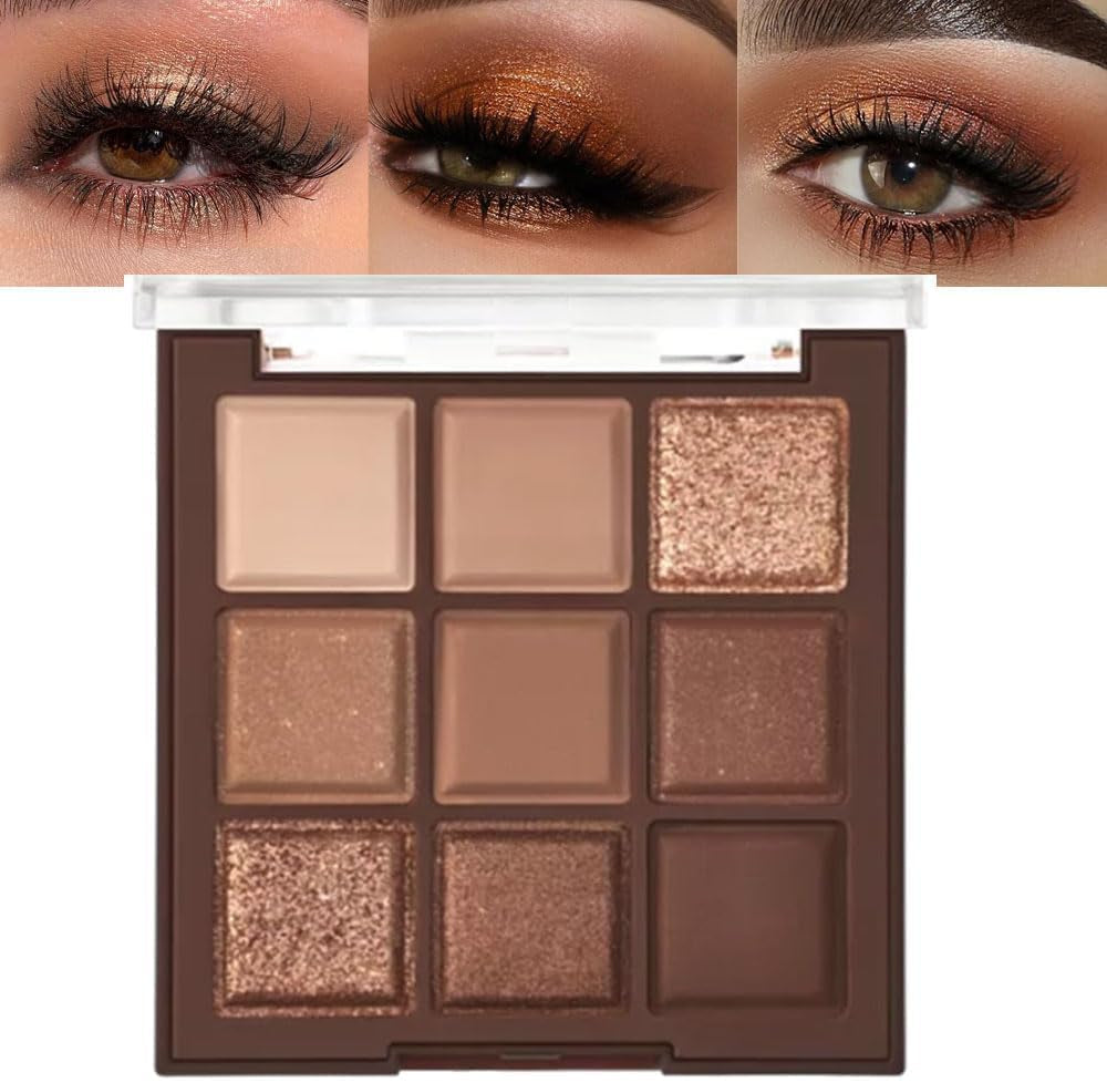 Neutral Nude Brown Smokey Eye Shadow Palette,Rose Gold Bronze Cream Eyeshadow Palette Makeup,Natural Eyeshadow for Eyes Long Lasting Naturing-Looking (Brown)