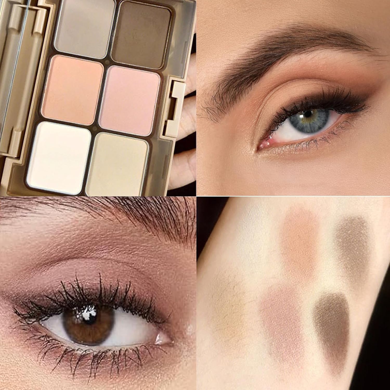 Matte Brown Grey Nude Eyeshadow Palette - 6 Highly Pigmented, Blendable Shades - Long Lasting, Waterproof