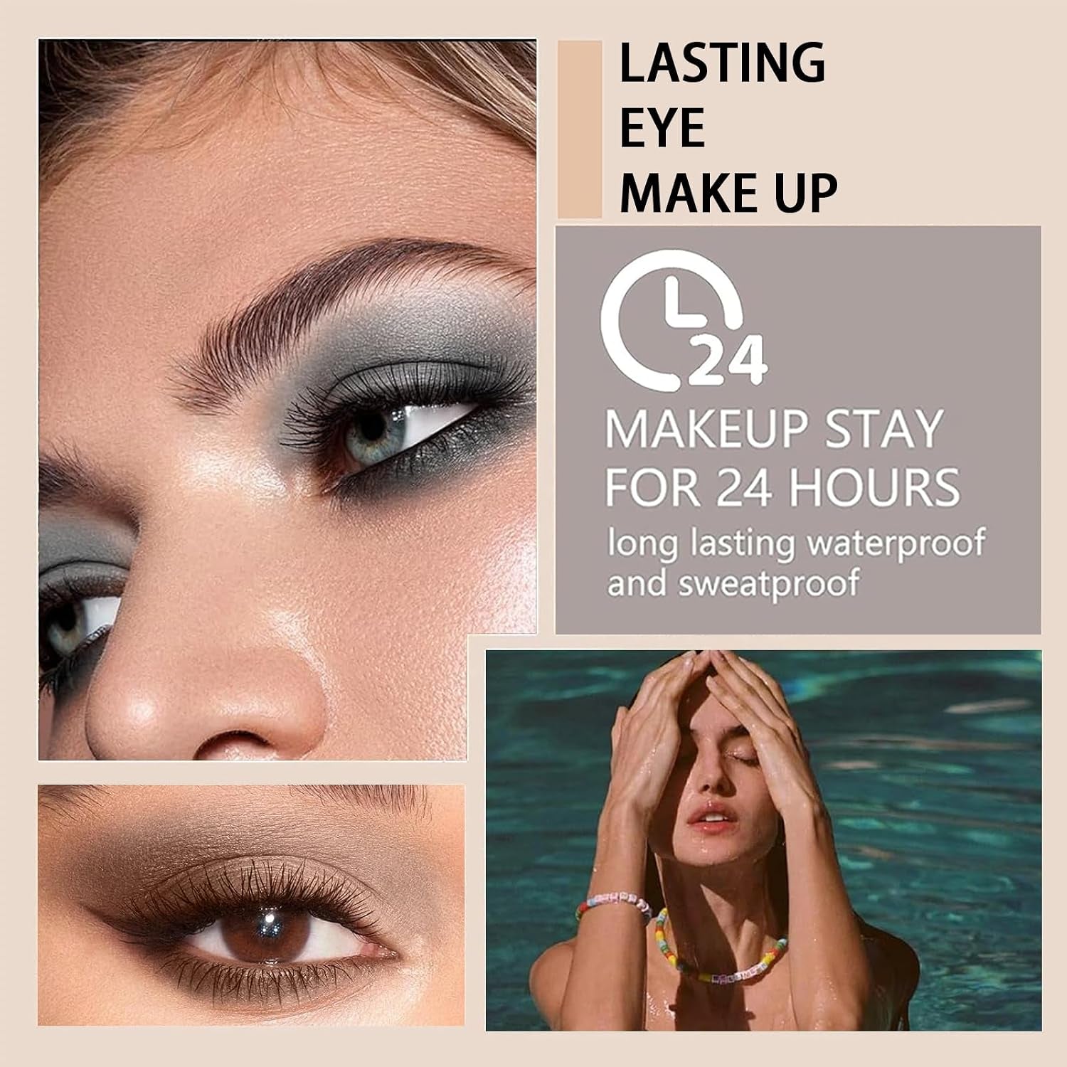 Matte Smokey Eyeshadow Palette - Highly Pigmented Waterproof Grey & Black Eye Shadow with Dual-Ended Brush for Long-Lasting Makeup Look - Suitable for Women