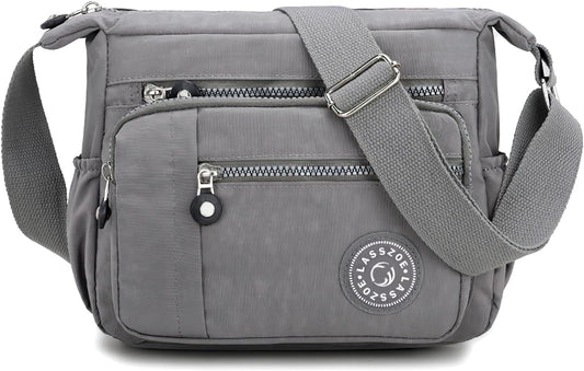 Nylon Crossbody Bag for Women Waterproof Multi-Pocket Handbag Shoulder Bags Travel Messenger Bag Ladies Tote for Shopping Hiking Daily Use