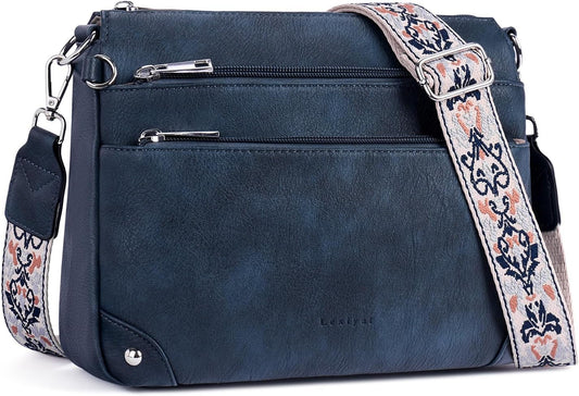 Cross Body Bag Women Rfid Travel Crossbody Bags Leather Handbags Ladies Shoulder Bag with Adjustable Strap