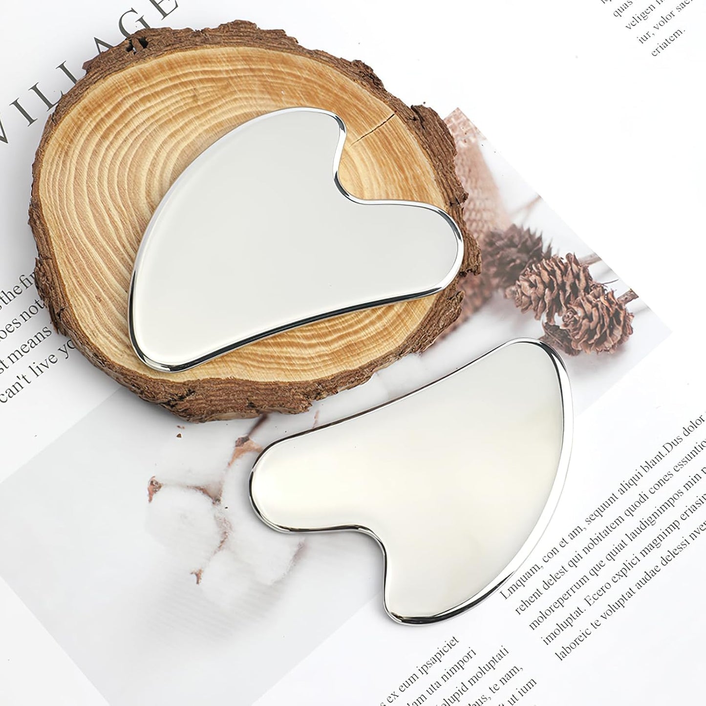 Gua Sha Facial Tool, Stainless Steel Face Massage Tool, Metal Skin-Care Tool for Face Eyes Body Essential Oils