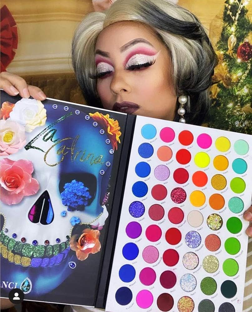 Large Eyeshadows Palette La-Catrina Makeup Pallet 54 Colours,  High Pigment Colorful Neon Aurora Glow Eye Shadow Palette, for Christmas Halloween Festival Birthday Women Girl Makeup Gift