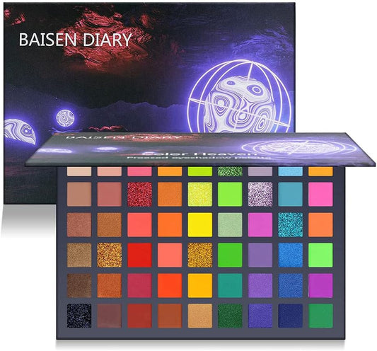 54 Colors Neon Eyeshadow Palette Colourful Matte Glitter Shimmer Nude Eyeshadow Makeup Palette Waterproof Highly Pigmented Eye Makeup Set Gift for Women