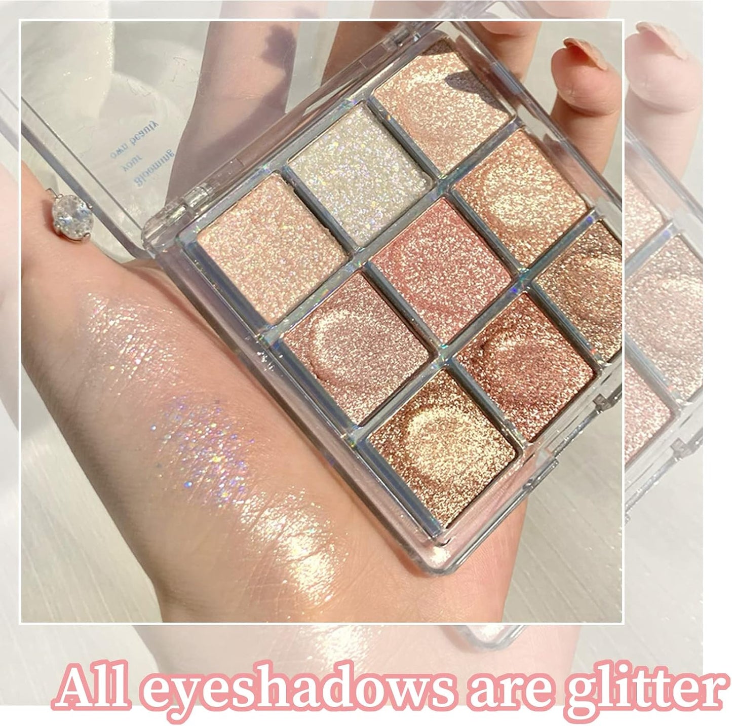 Glitter Eyeshadow Palette Shimmer 9 Colors Eye Shadow Make-Up Glitter Pressed All Highly Pigmented