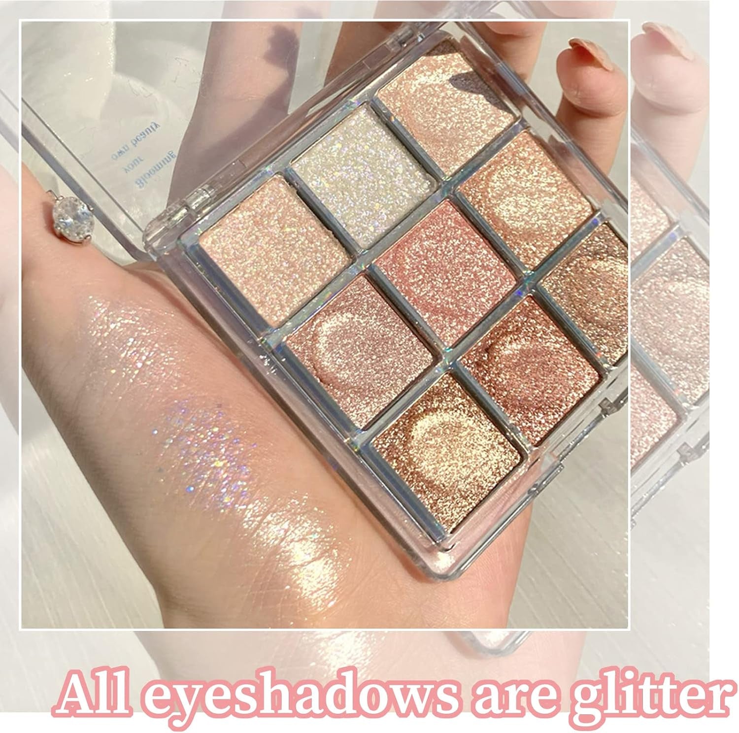 Glitter Eyeshadow Palette Shimmer 9 Colors Eye Shadow Make-Up Glitter Pressed All Highly Pigmented