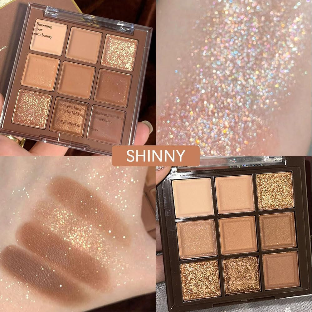 Neutral Nude Brown Smokey Eye Shadow Palette,Rose Gold Bronze Cream Eyeshadow Palette Makeup,Natural Eyeshadow for Eyes Long Lasting Naturing-Looking (Brown)