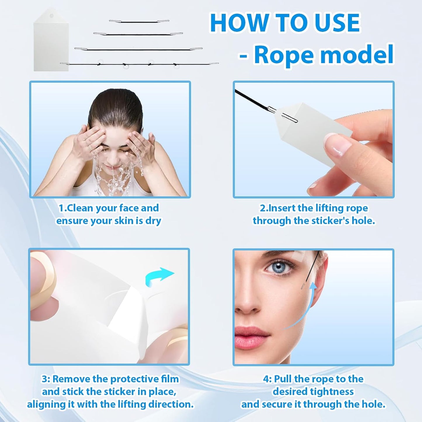 148Pcs Face Lift Tape Invisible with 8 String, V Edge Patches Face Lift for Wrinkles, Instant Neck Lifting Tape and Bands for Double Chin Saggy, Tightening Skin Make up Tools (70 Rope + 70 Cordless)