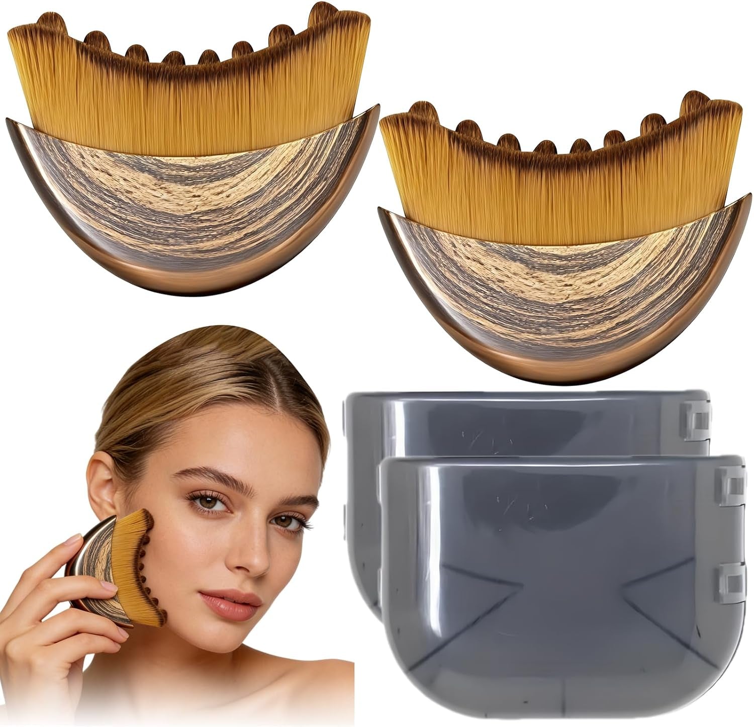 Brush 2-Pack, Face & Body Massage Tool for Jawline Contouring & Neck Sculpting, Ergonomic Design for Precise Skin Fit, Skin Care Essential