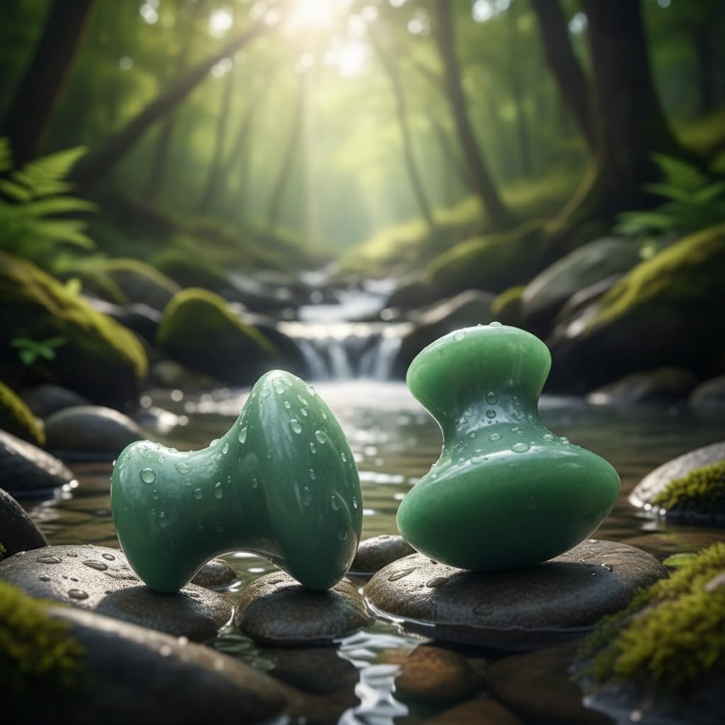 2Pcs Gua Sha Facial Massage Tools, Green Stone Set, Mushroom Face Scraper for Skin Care, Spa