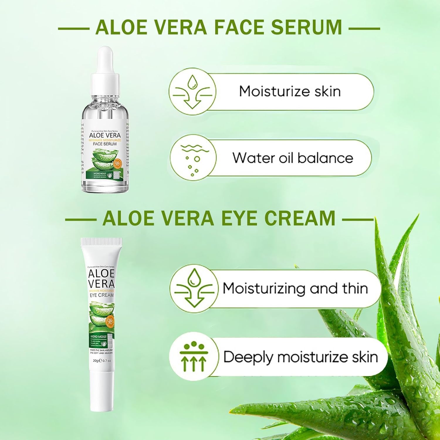 Aloe Vera Skincare Gift Set for Women - Self Care Gift Sets - Pamper Gift for Mum - Skin Care Sets & Kits - 10PCS Gifts for Teenage Girls - Face Serum-Gel Mask*5-Eye Cream-Eye Mask-Lip Mask-Lip Balm