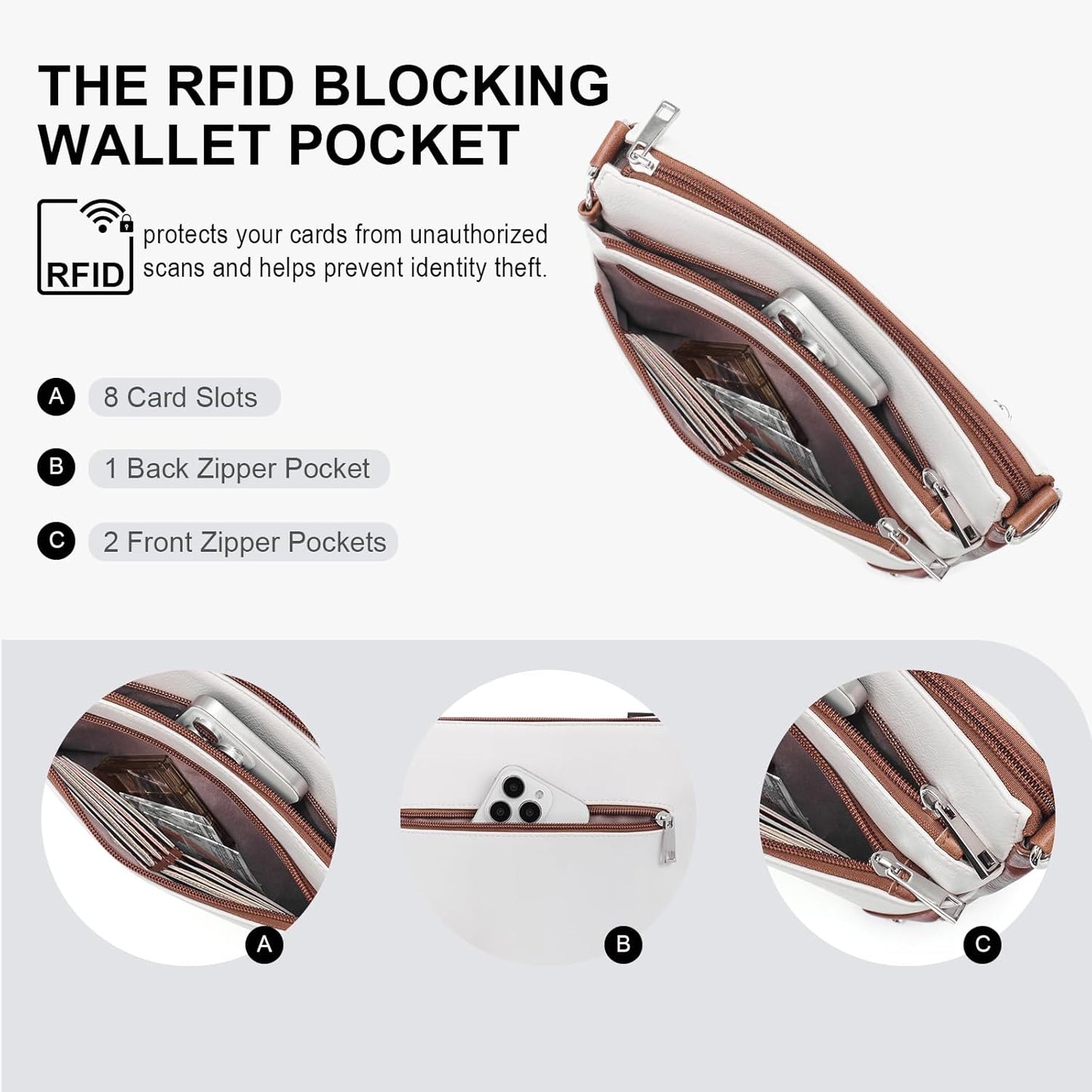 Cross Body Bag Women Rfid Travel Crossbody Bags Leather Handbags Ladies Shoulder Bag with Adjustable Strap
