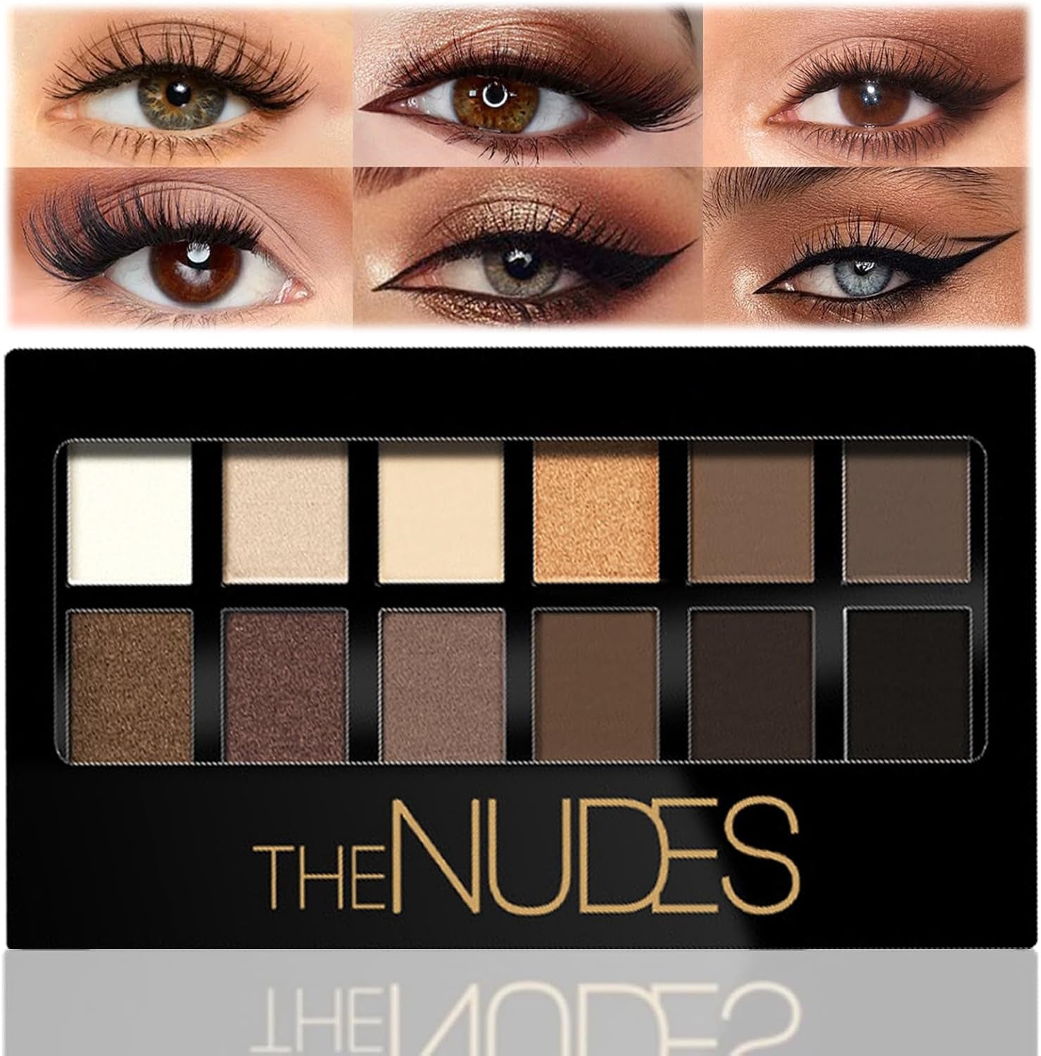 Smoky Nude Eyeshadow Palette - Highly Pigmented, Waterproof, Long-Lasting Matte & Shimmer Makeup with 12 Brown Shades