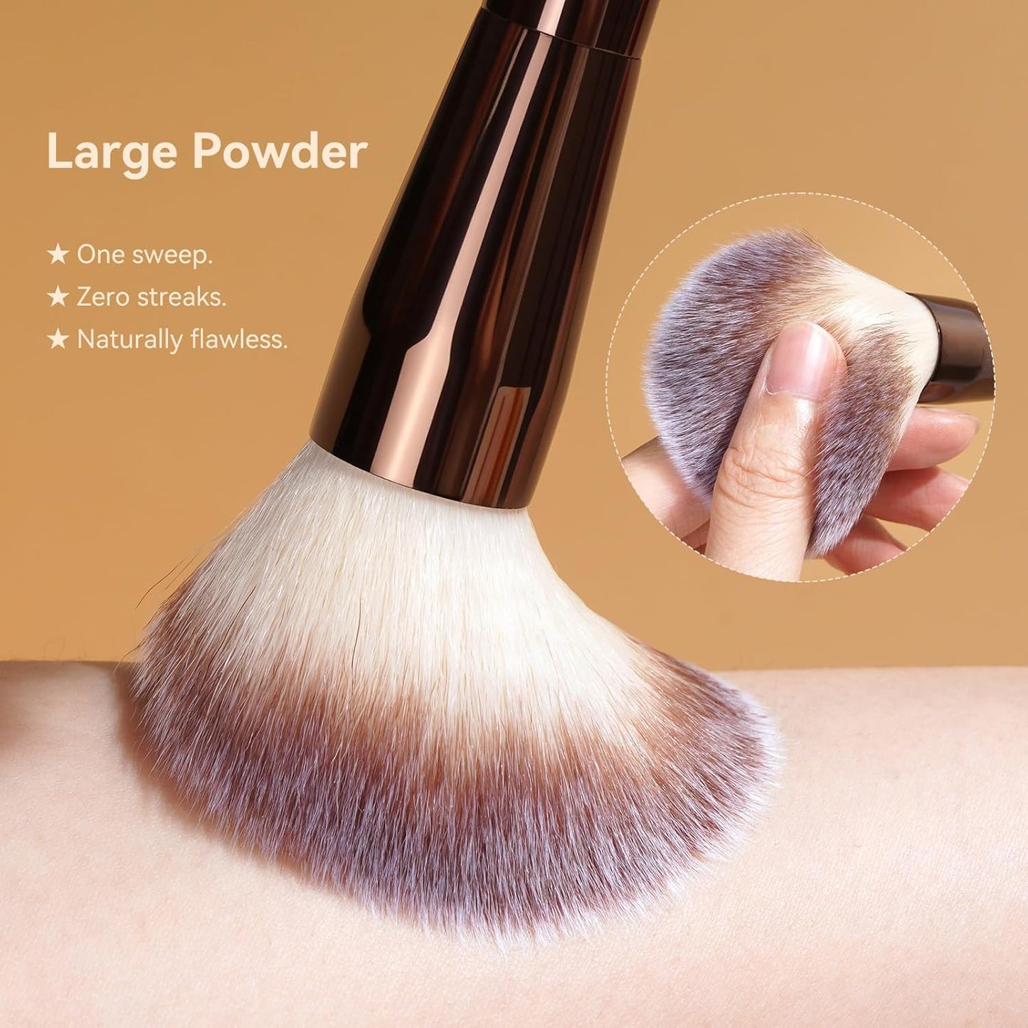 Make up Brush  4 PCS Foundation Kabuki Brush Double-Ended Contour Brush for Liquid Powder Concealer Cream Cosmetics Blending Blush Face Makeup Tools Kit (Coffee)