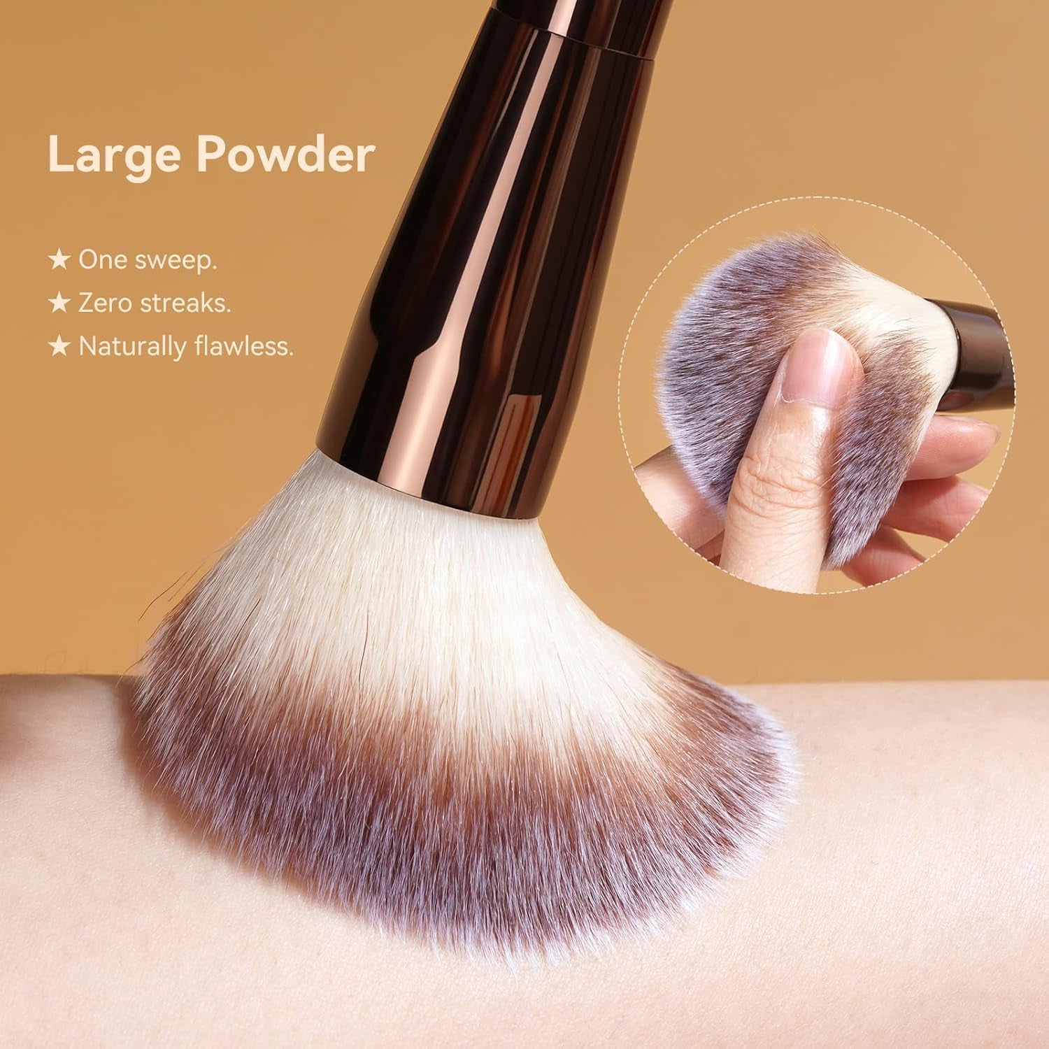 Make up Brush  4 PCS Foundation Kabuki Brush Double-Ended Contour Brush for Liquid Powder Concealer Cream Cosmetics Blending Blush Face Makeup Tools Kit (Coffee)