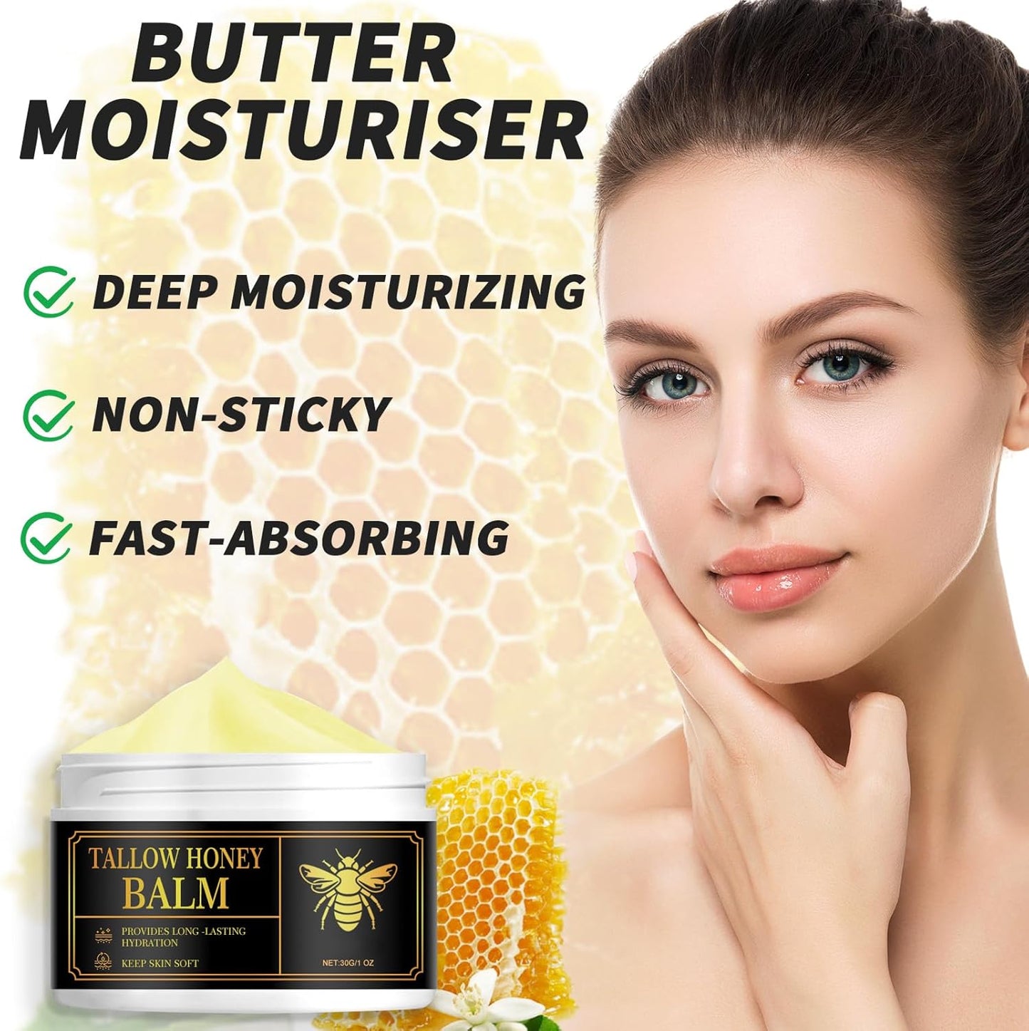 Beef Tallow Skin Care, Tallow Face Cream, Instant Wrinkle Remover Beef Tallow Moisturiser for Face & Body
