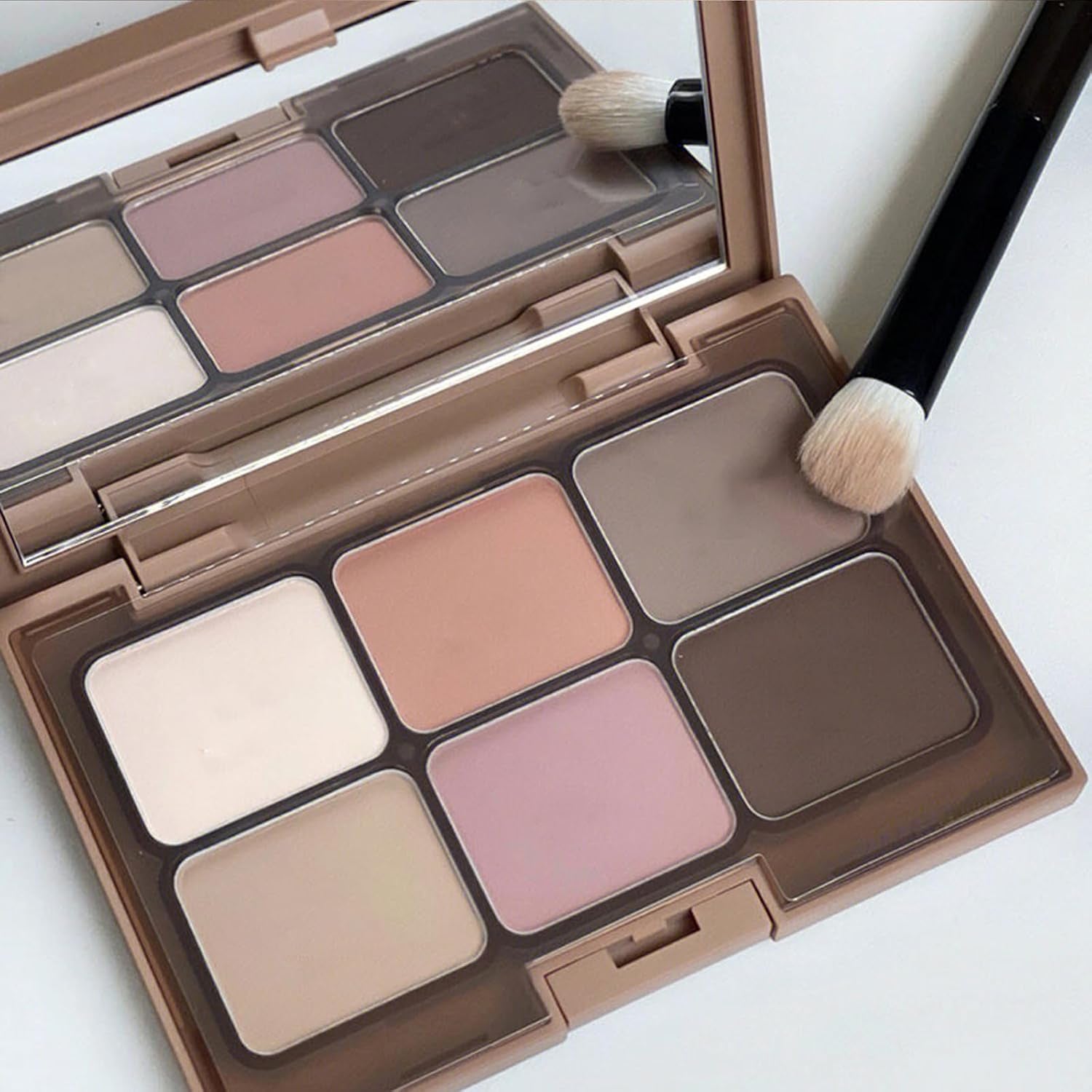 Matte Brown Grey Nude Eyeshadow Palette - 6 Highly Pigmented, Blendable Shades - Long Lasting, Waterproof