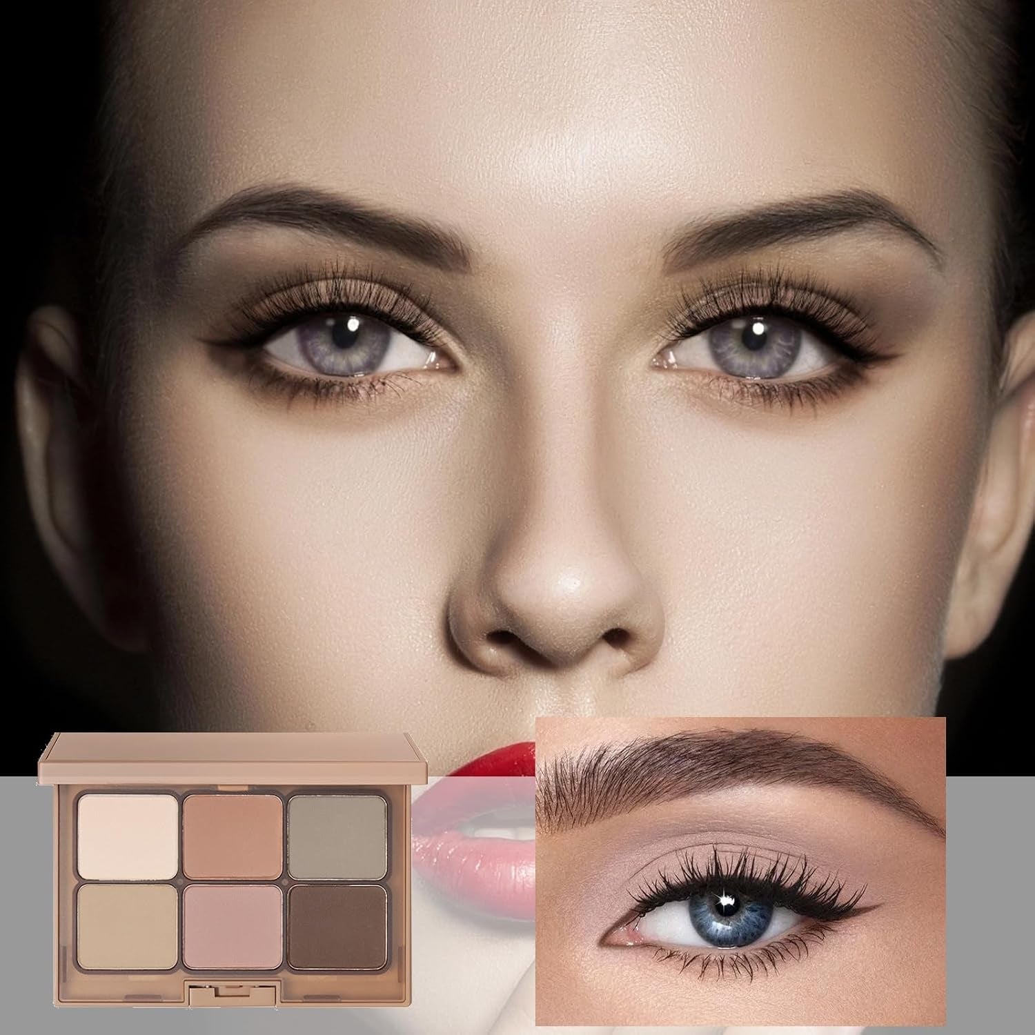 Matte Brown Grey Nude Eyeshadow Palette - 6 Highly Pigmented, Blendable Shades - Long Lasting, Waterproof