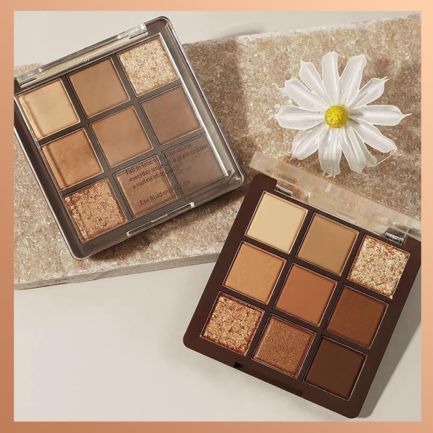 1Pcs Brown Eyeshadow Palette, Matte and Shimmer Neutral 9-Color Eye Shadow Palette with Nude Gold Eyeshadow - Multipurpose, Highly Pigmented Cream Eyeshadows with Bronzer & Contour