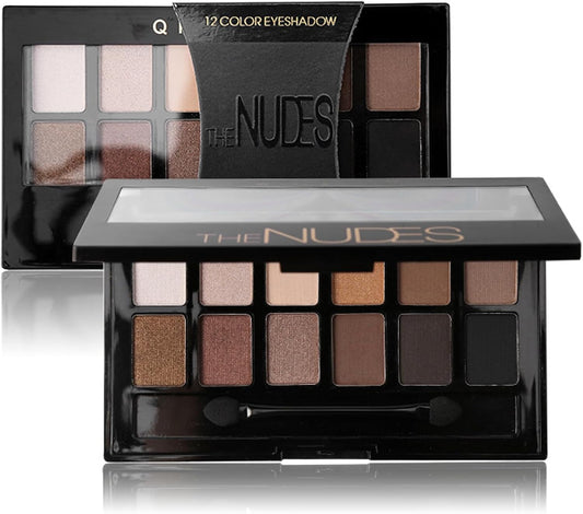 Smoky Brown Nude Eyeshadow Palette - Highly Pigmented Matte Shadows for Women, Waterproof & Long Lasting - 12 Shades with Dark Black & Brown Eyeshadow