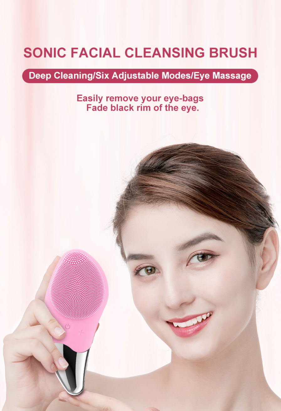 Electric Silicone Facial Cleansing Brush Face Skin Care Deep Cleaner Massager UK