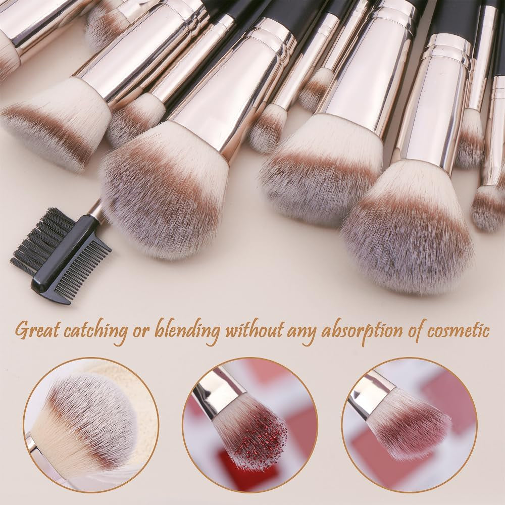 Makeup Brushes 22Pcs Professional Makeup Brush Set Blending Foundation Powder Blush Concealers Eyeshadow Eyebrow Eyeliner Brushes Premium Synthetic Make up Brushes Set with Brush Bag