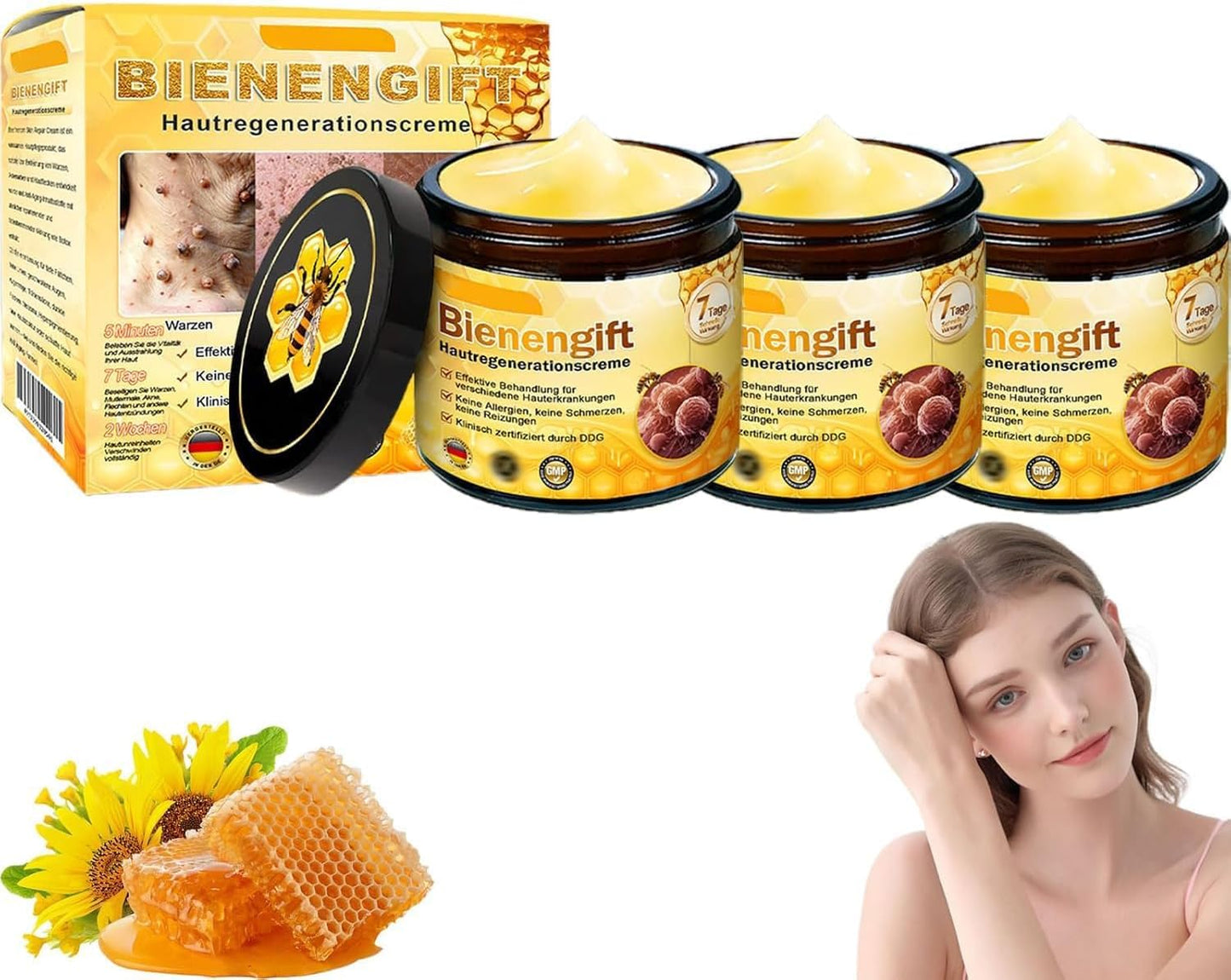 3 Pcs Bee Venom Skin Care Cream, Bee-Venom-Cream, for All Skin Types