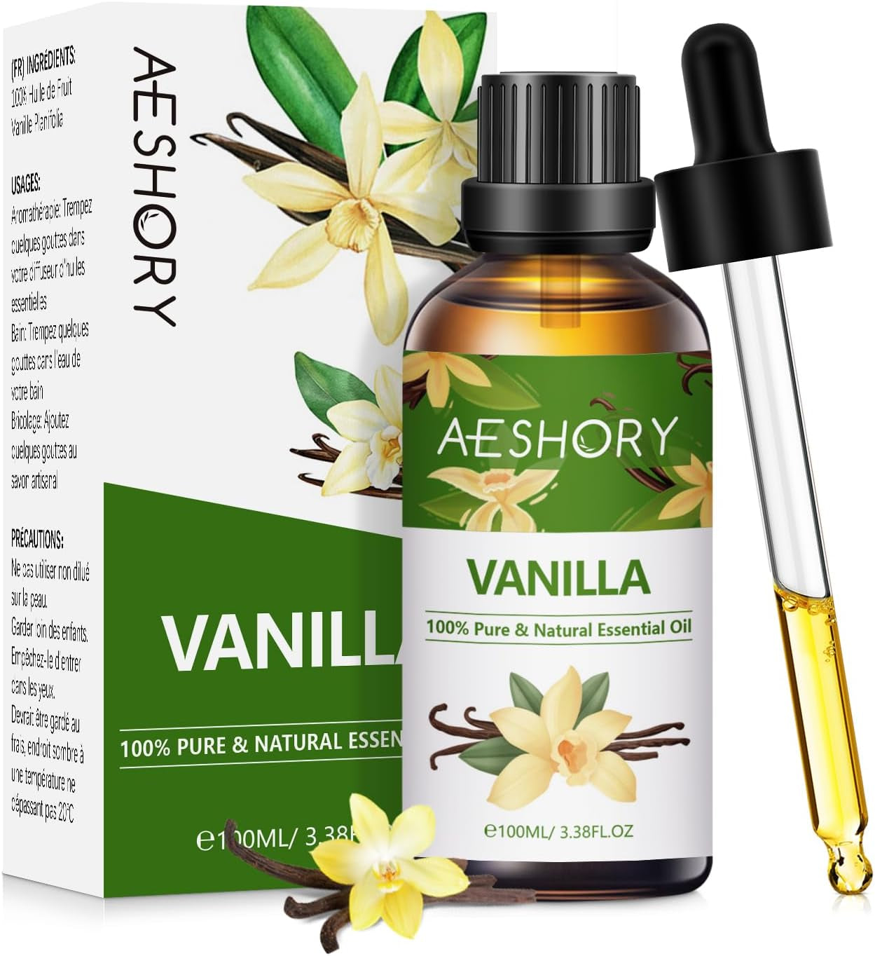 Vanilla Essential Oils 100Ml, Vanilla Scent Oil Aromatherapy Oils for Diffuser, Humidifier, Home Fragrance, Candle Making, Perfumes, Skin Care, Relaxation