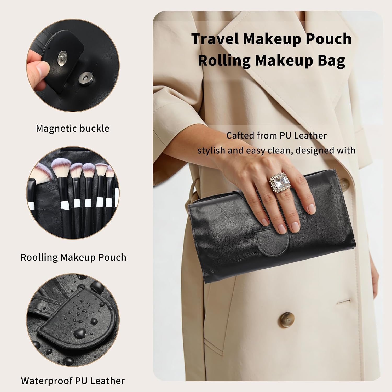 Makeup Brushes for Women, 28PCS Full Makeup Kits Include 24 Makeup Brushes, 2 Large Beauty Sponge, 1 Face Mask Spatula, 1 Brush Cleaning Egg, Makeup Brush Set with Travel-Friendly Case, Panda White
