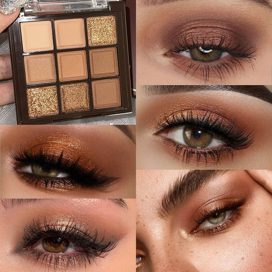 Neutral Nude Brown Smokey Eye Shadow Palette,Rose Gold Bronze Cream Eyeshadow Palette Makeup,Natural Eyeshadow for Eyes Long Lasting Naturing-Looking (Brown)