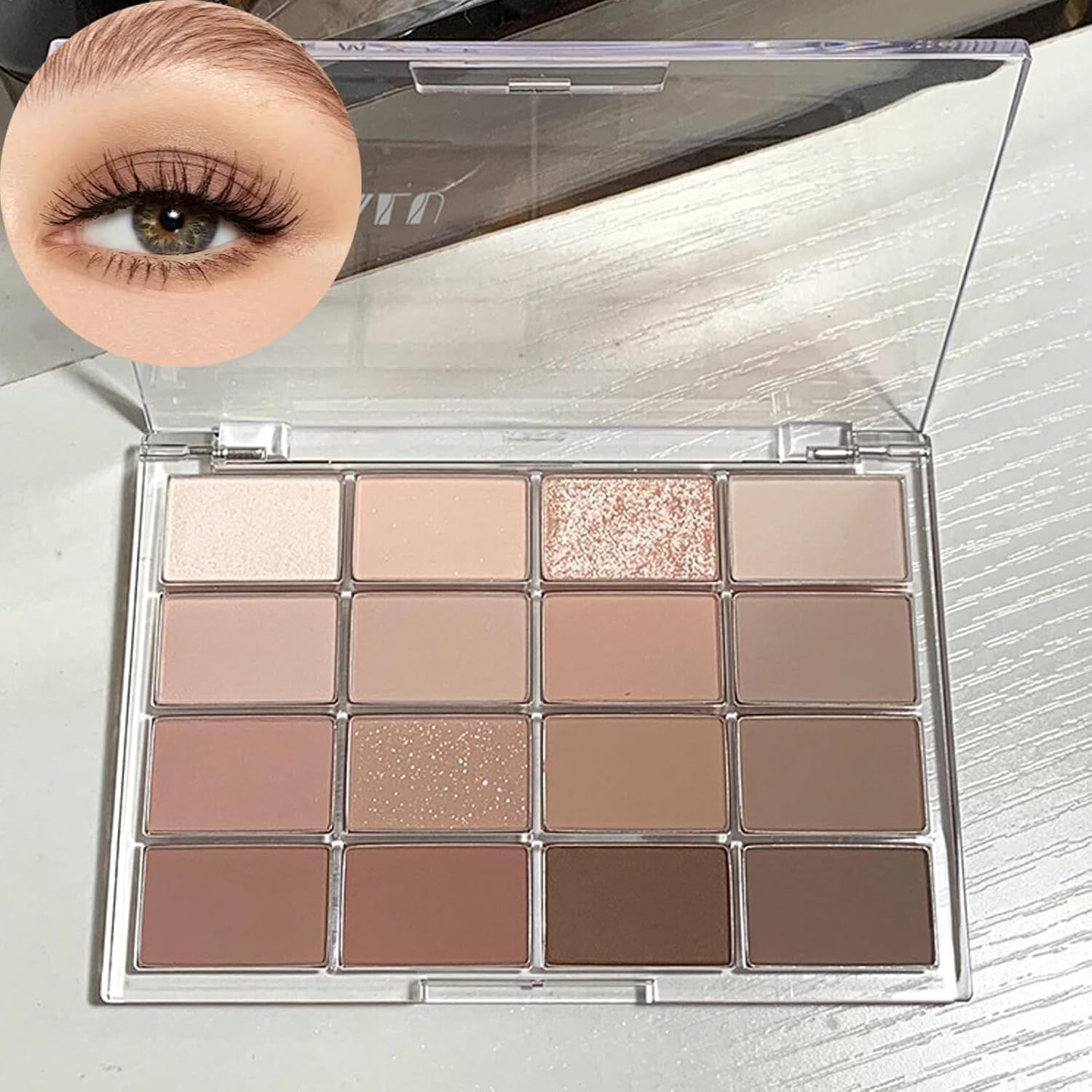 Nude Eyeshadow Palette, 16 Colours Brown Grey Nude Eye Shadows Palette for Women Long Lasting Highly Pigmented Shimmer Matte Eyeshadow Make-Up Palettes Waterproof Blendable Brown Eyeshadow Palette