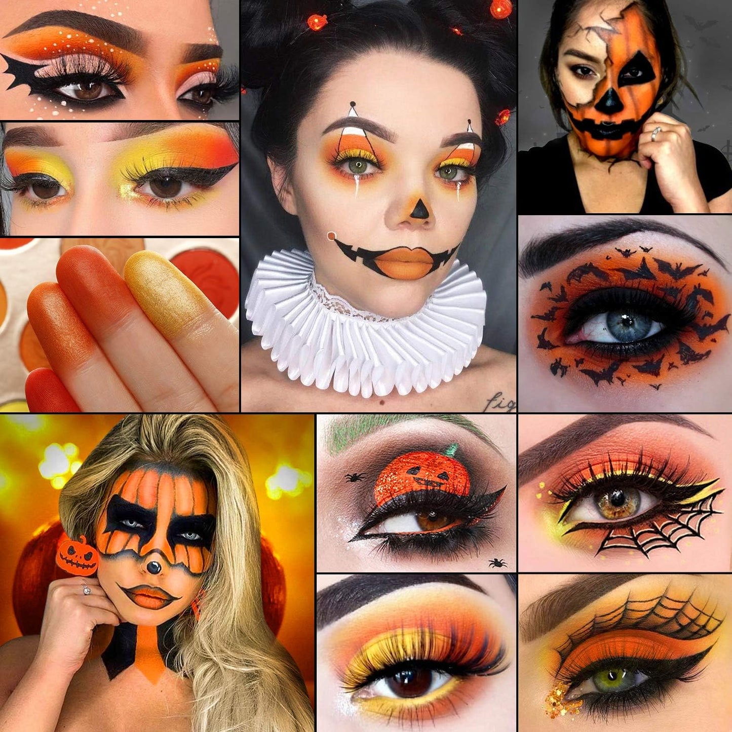 Red Orange Eyeshadow Palette, Highly Pigmented Warm Eye Shadow Palettes Glitter Matte Shimmer, Neutral Brown Yellow Gold Fall Sunset Eyeshadow Pallet, for Halloween Pumpkin Makeup