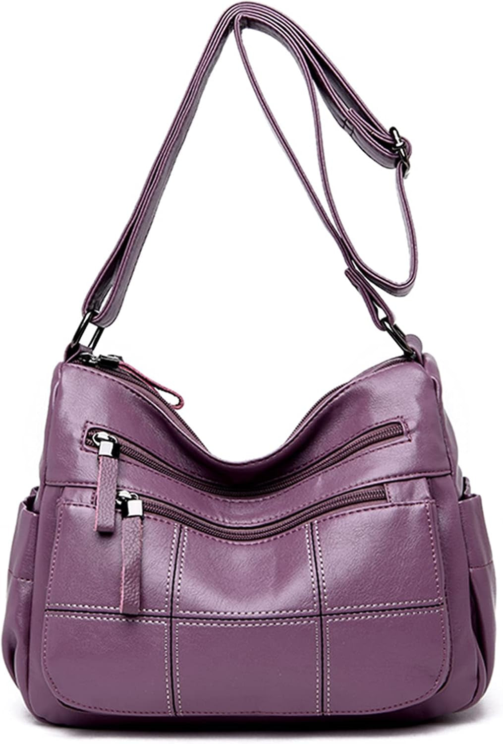 Soft Ladies Leather Crossbody Bags Girls Lightweight Shoulder Handbags for Women Multi-Pocket with Adjustable Shoulder Strap